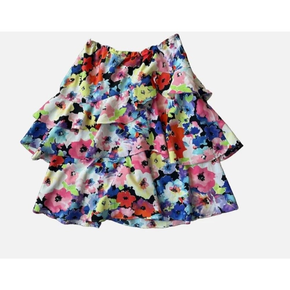 Lauren Ralph Lauren Women’s Size 4 Floral Tiered Ruffle Skirt Elastic Waist